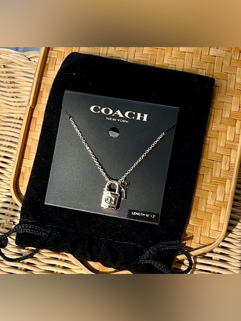 Coach Gold Lock and Key Necklace NWT - Picture 6 of 7